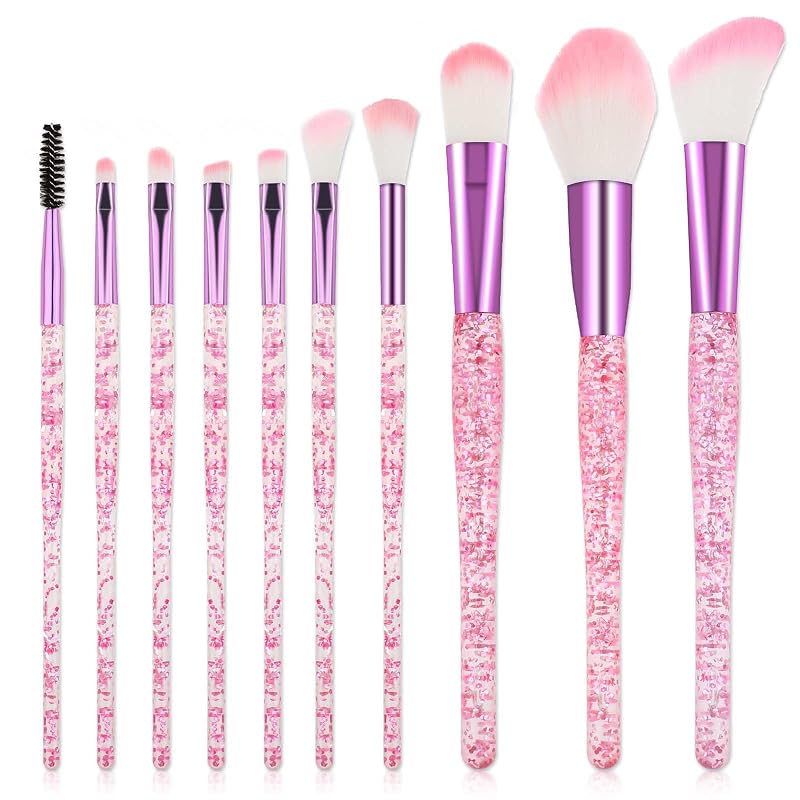 Kit com 10 pincéis de maquiagem salbsever rosa