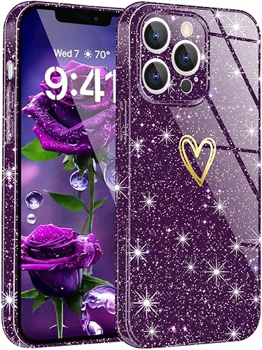 Funda transparente con purpurina para iPhone 12 Pro Max para mujer, funda delgada de TPU brillante a prueba de golpes, funda protectora de silicona