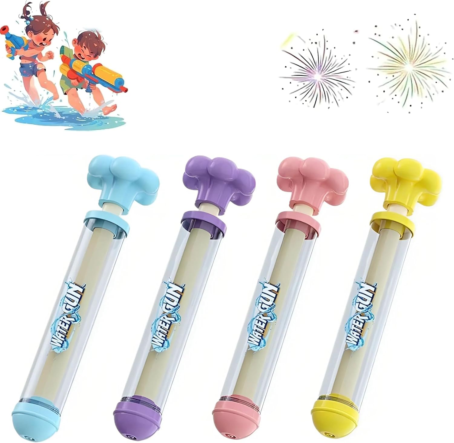 4 Pack Firework Water Gun, Fireworks Style Water Spray Props, Beach Pool Water Spray Toys, Kids & Adults Party Pool Games, Water Blaster Summer Pool, Backyard, Beach Water Game Outdoor Toys