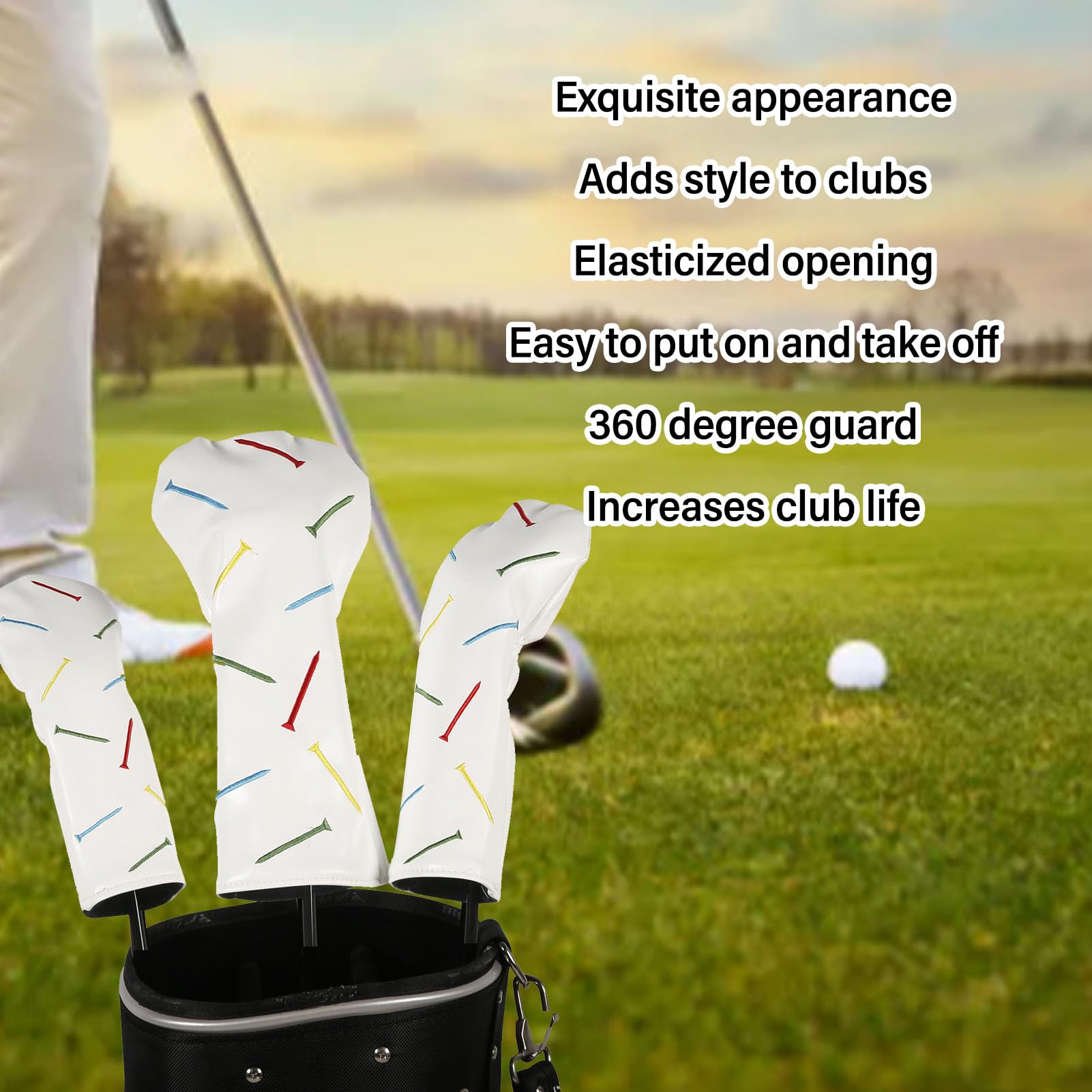 wasserdichte Golfschlägerhüllen aus PU-Leder, 3er-Set, Long Neck