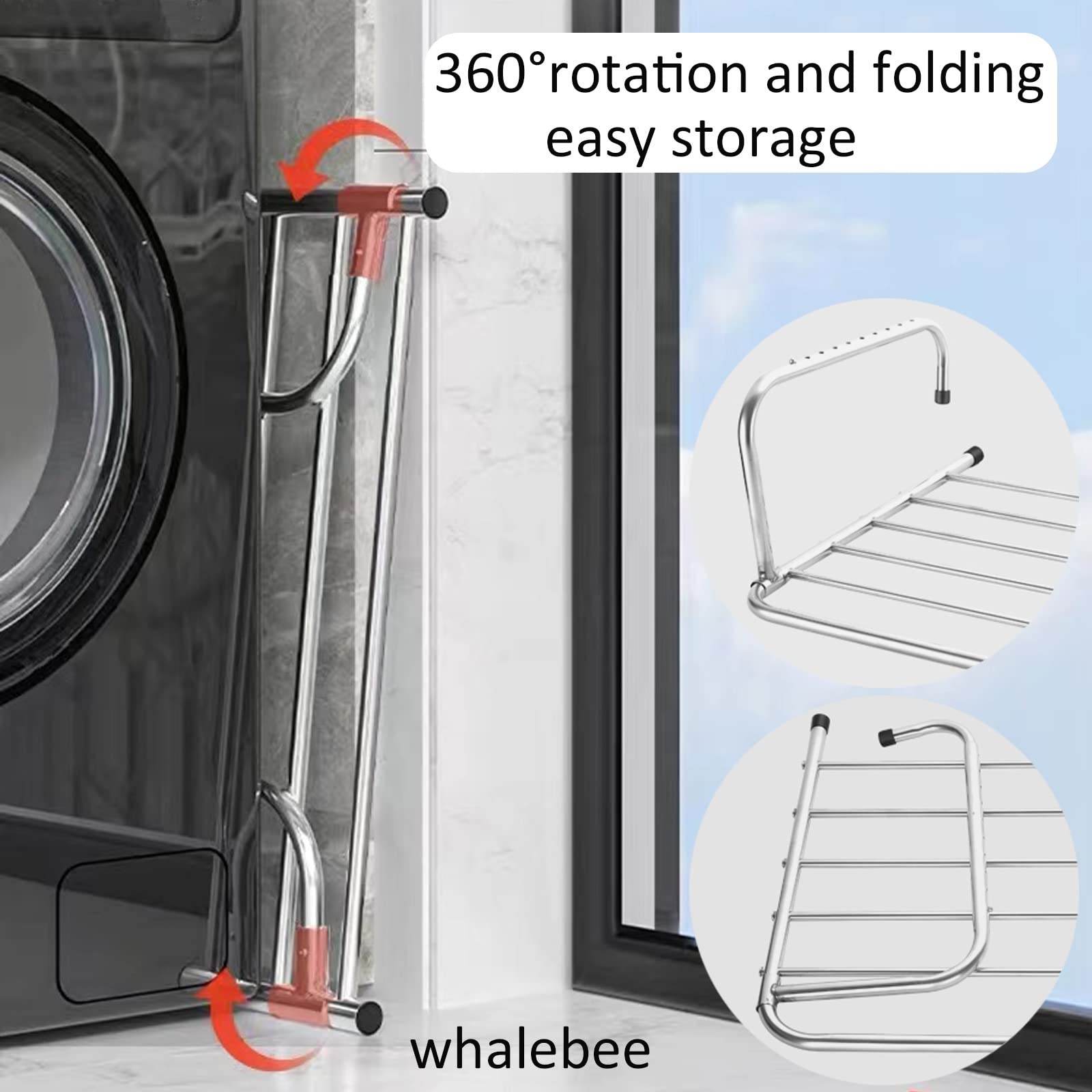 Stendibiancheria in Acciaio Inox, Stendibiancheria Ribaltabile Stendino Versatile, per Uso Interno Ed Esterno, Elevata capacità di Carico Salvaspazio Stendibiancheria da Balcone