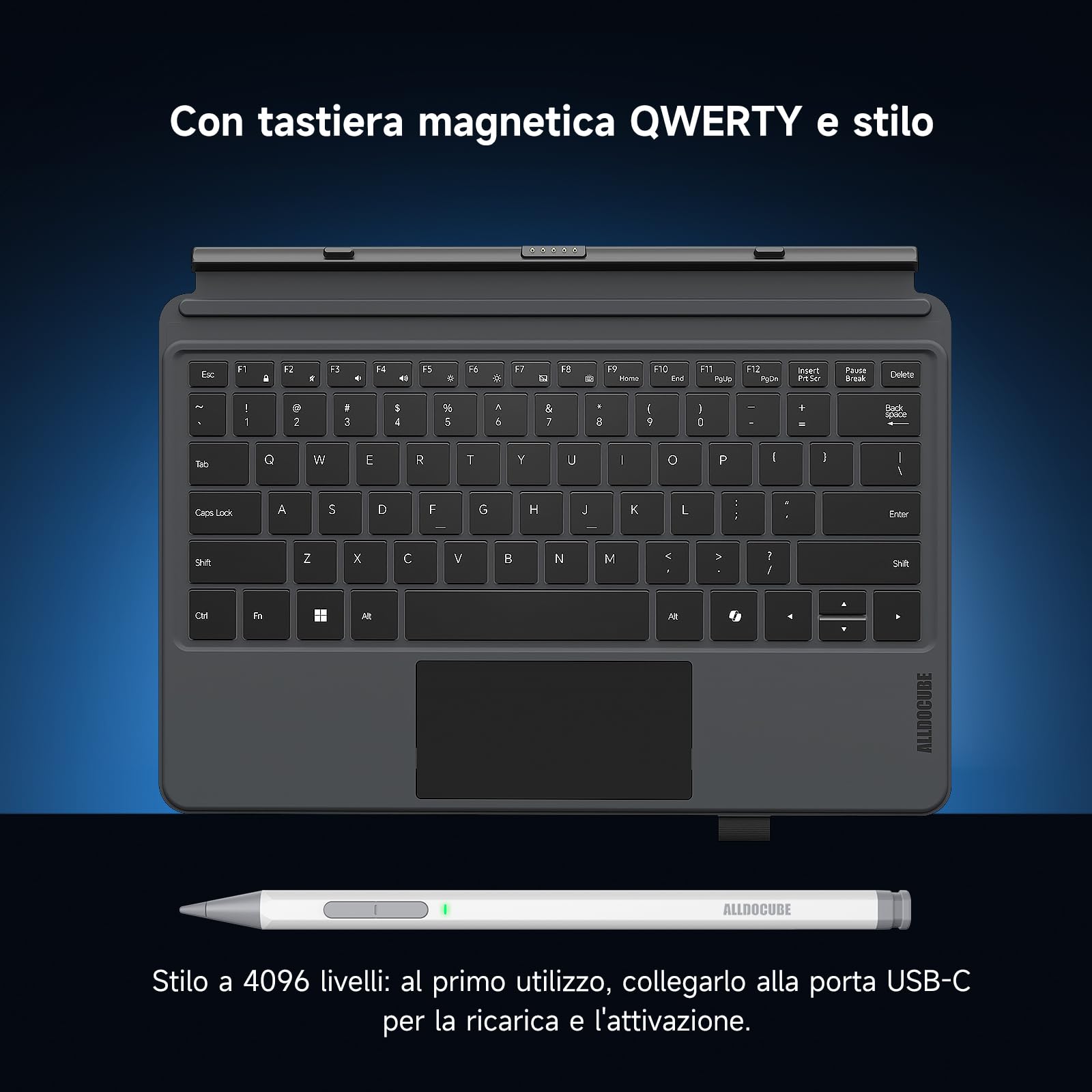 ALLDOCUBE Tablet 2-in-1 da 13 pollici con Tastiera e Stilo, Laptop Win 11 Home Intel Core Ultra 5 125H, PC Touchscreen 16GB RAM+1TB SSD, Display 2,5K, PD 65W, WiFi 6, QWERTY