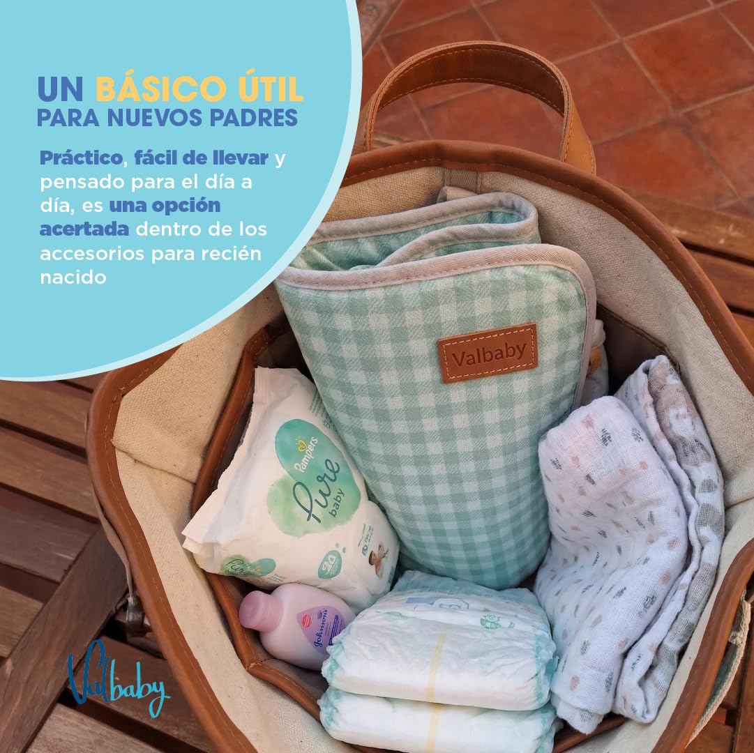 Cambiador Bebe Portatil Impermeable Plegable Acolchado Lavable de Flores para Casa Fuera o Viaje Regalo Recien Nacido Cosas Accesorios Niño Niña Muda Fraldas para Pañales Changing Mat Baby Valbaby — view 6