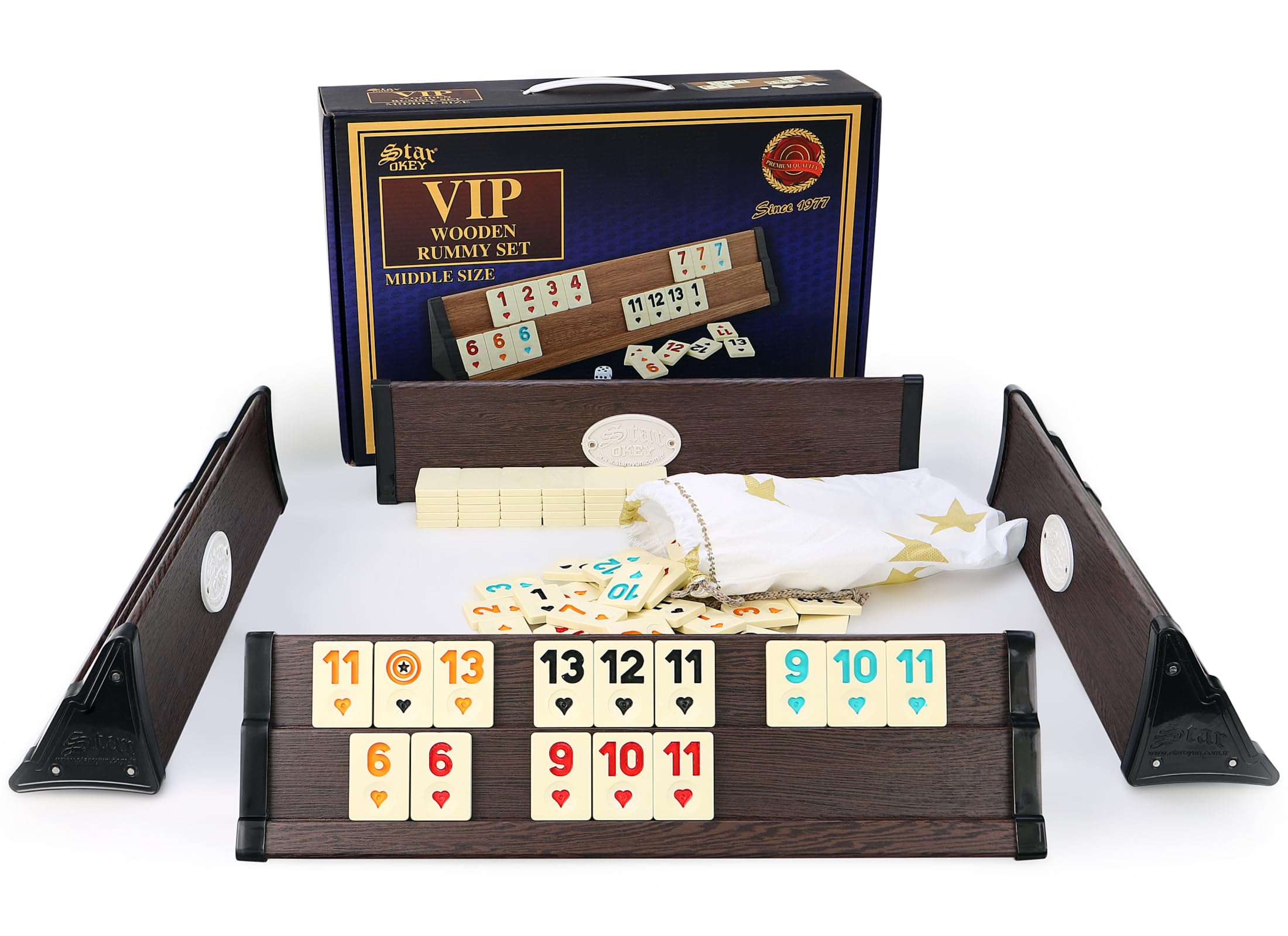 Star SEMUS Wooden Rummy Kompakt Okey z melaminy klocki do zabawy (ciemny)
