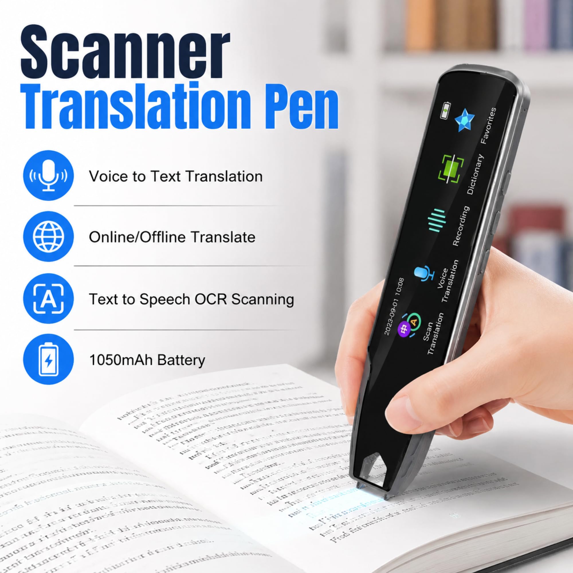 Übersetzungs Stift Scannen mit Text-zu-Sprache für Schule Reisen | Stift Scanner Übersetzungsstift Lesestift 112 Sprachen mit Sprach-zu-Text-Übersetzung, Online/Offline für Legasthenie
