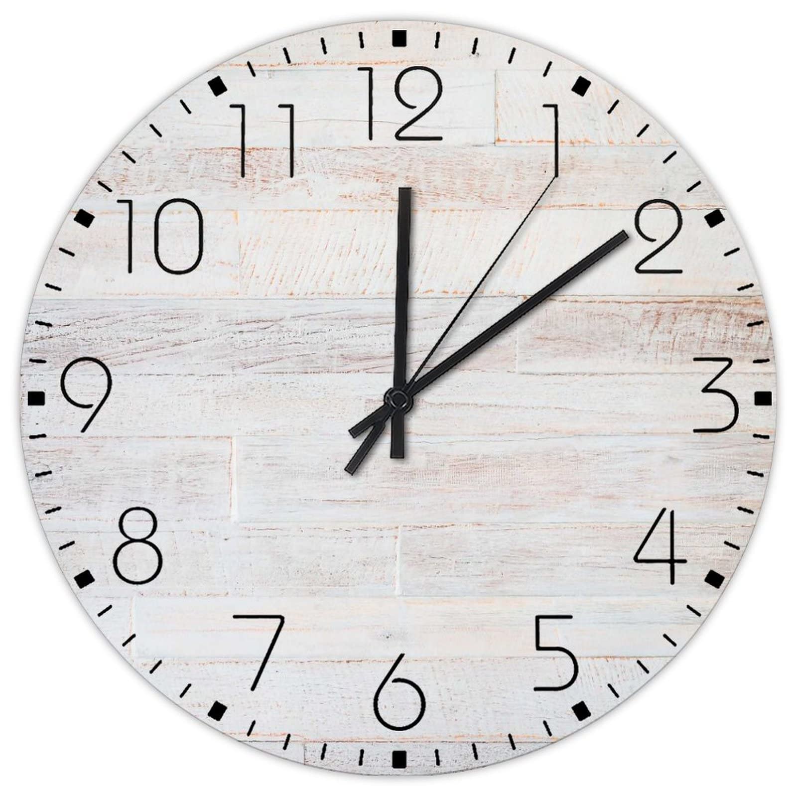 Horloge murale analogique ronde en bois 38cm au design shabby chic moderne