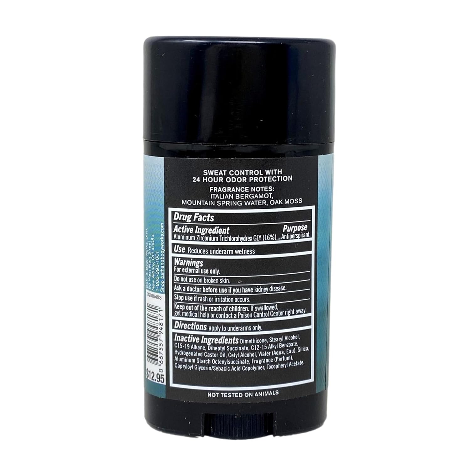 Bath & Body Works -3 Pack of Antiperspirant Deodorant - Bourbon, Freshwater and Noir with a Charcoal Scrub Bar Soap - Full Size