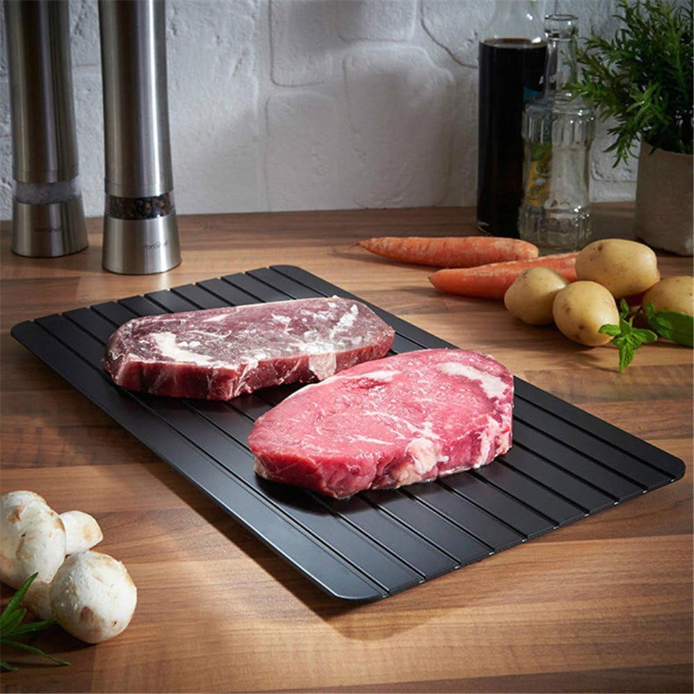 Black Rectangular Aluminum Defrosting Tray for Food