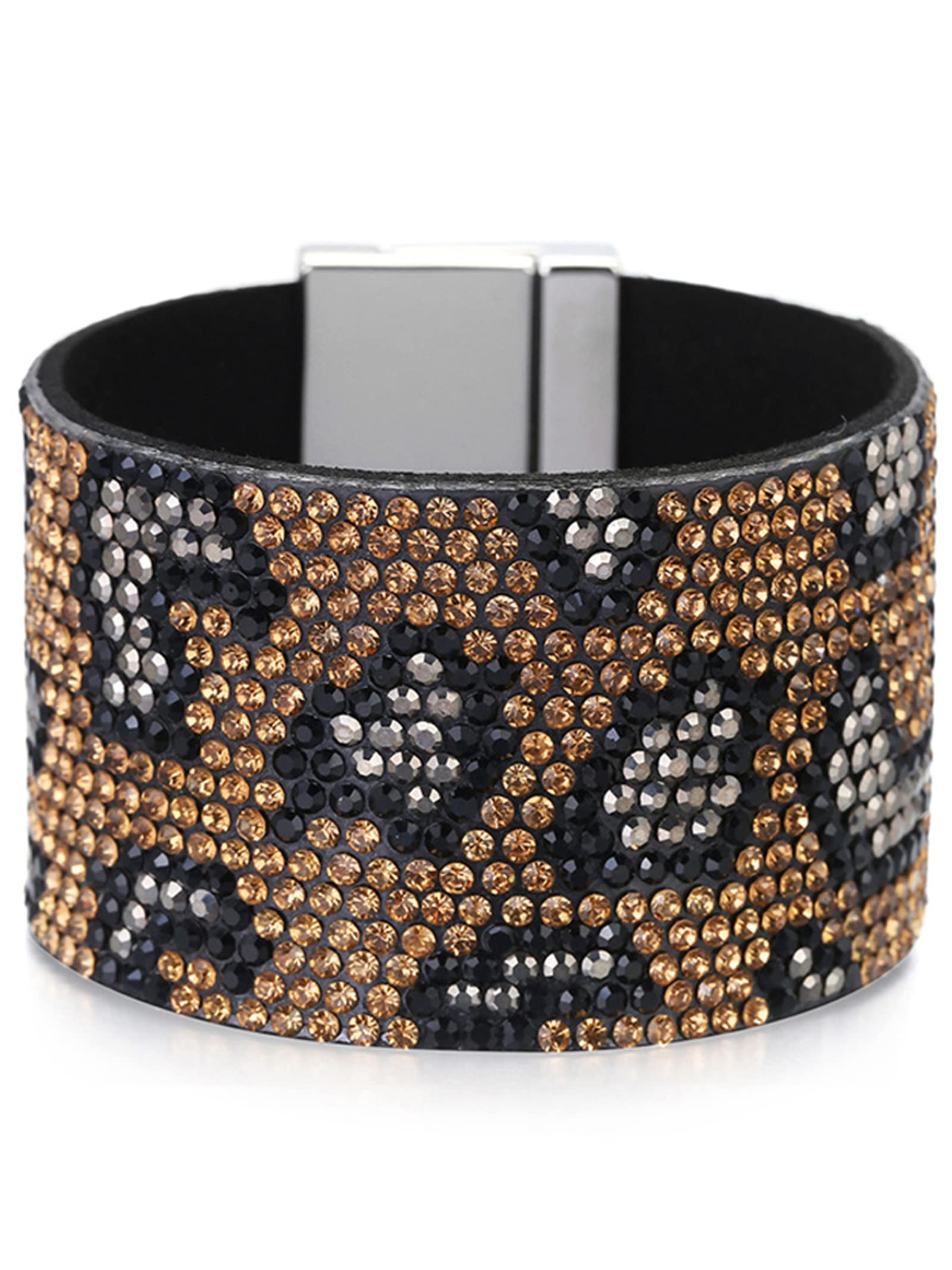 Long tiantian Black Bracelets for Women Rhinestone Cuff Bracelet Leather Wrap Bracelets Birthday Party Prom Jewelry Valentines Day Gifts