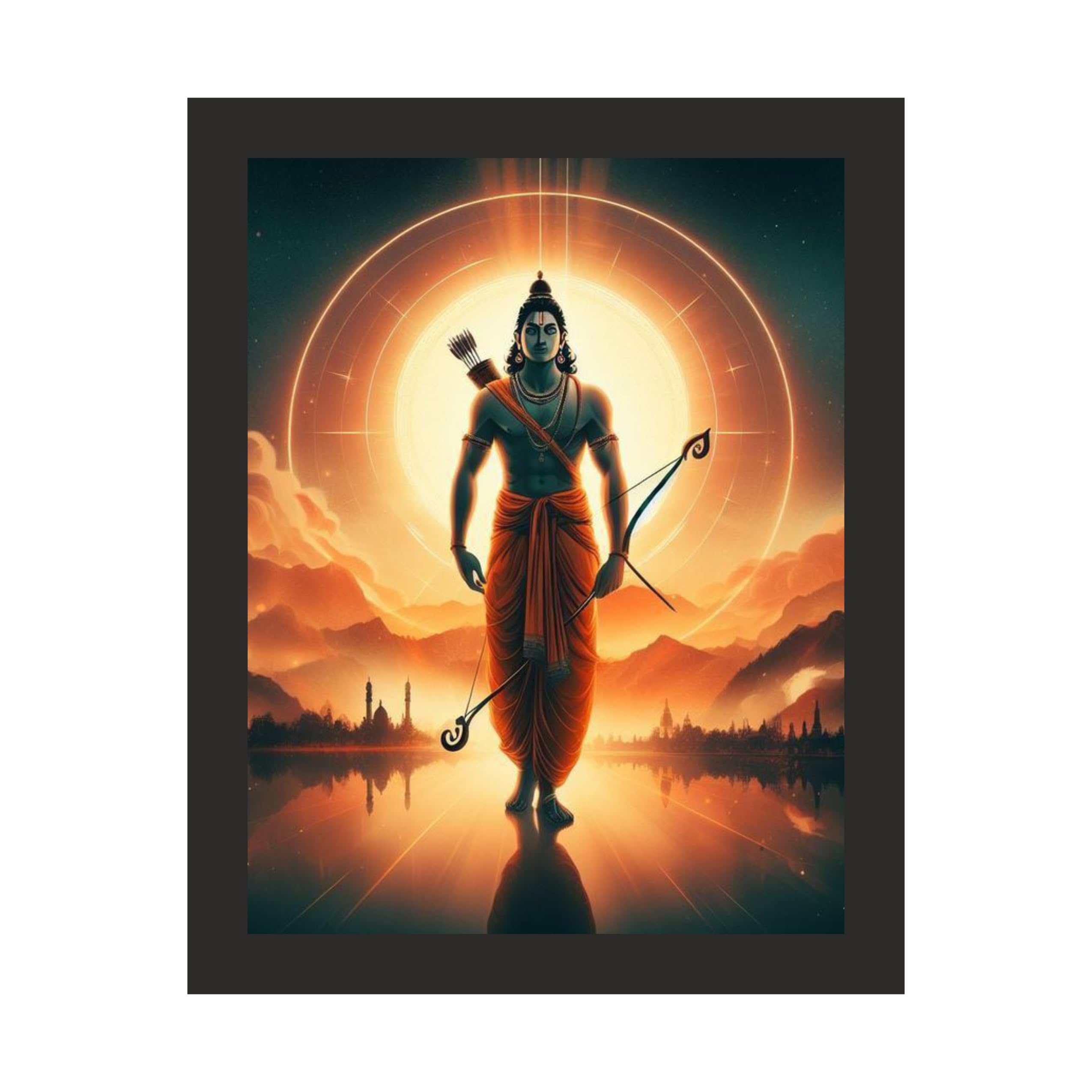 Divine Lord Ram Framed Art, 12x15, for Home & Office Decor