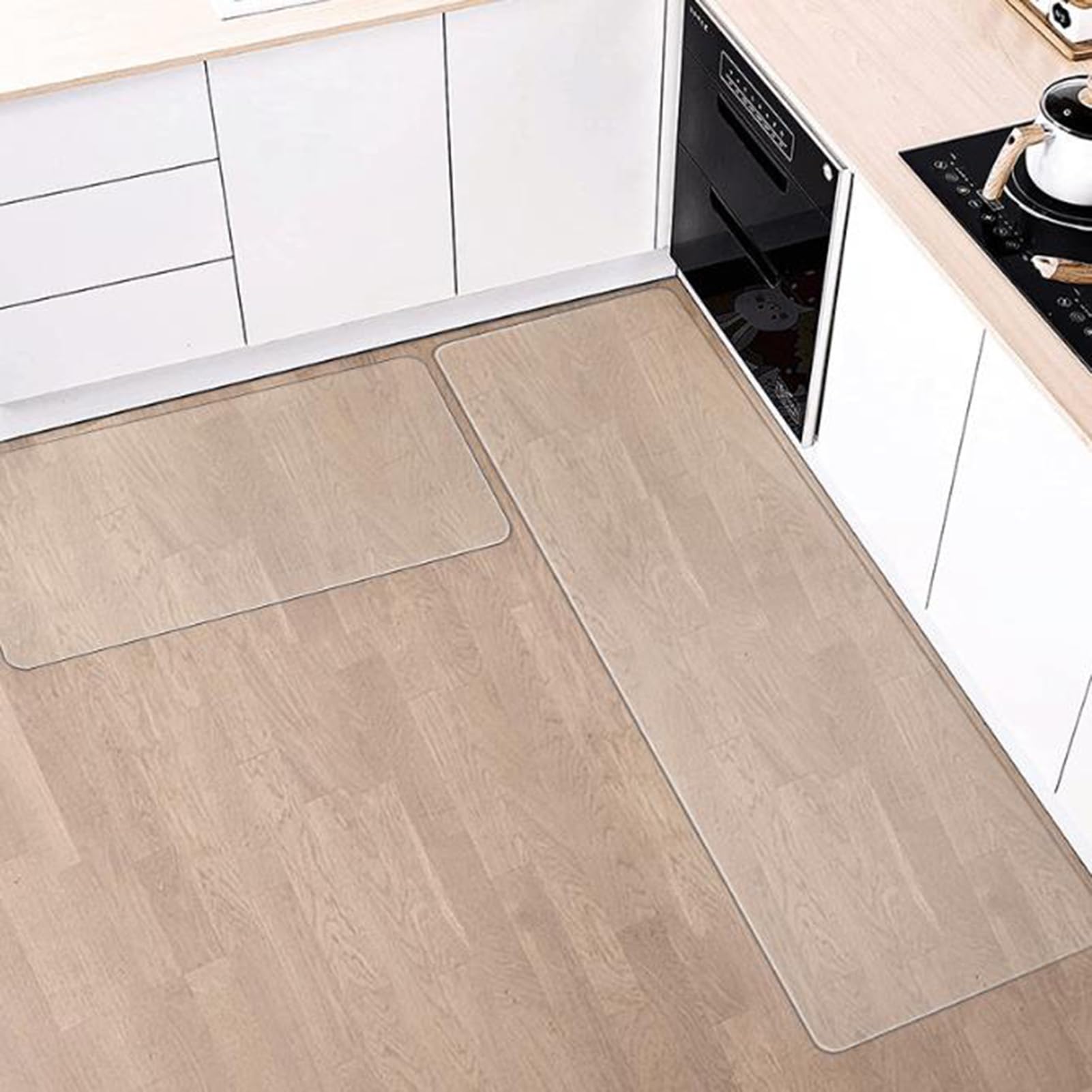 45x240cm, Transparente Bodenmatten aus PVC für die Küche, Bodenschutzmatten für Stühle, Harte Holzböden/Fliesenböden, rutschfeste, wasserdichte Teppiche