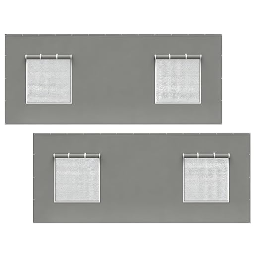 Carport Canopy Replacement Sidewall 20x6.6 FT Fits 10x20, 12x20, 20x20 FT Carport with Roll-up Windows, Waterproof & UV Protected, Easy Assembly with Ball Bungees, Grey (Sidewalls Only, 2 Pack)