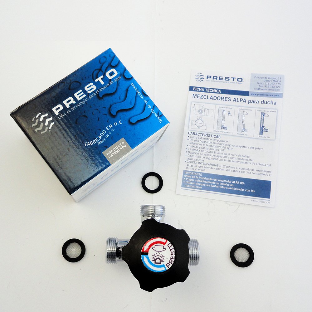 Presto Alpa 80 Visto 35011 grifería temporizada ducha mezcladora cromado