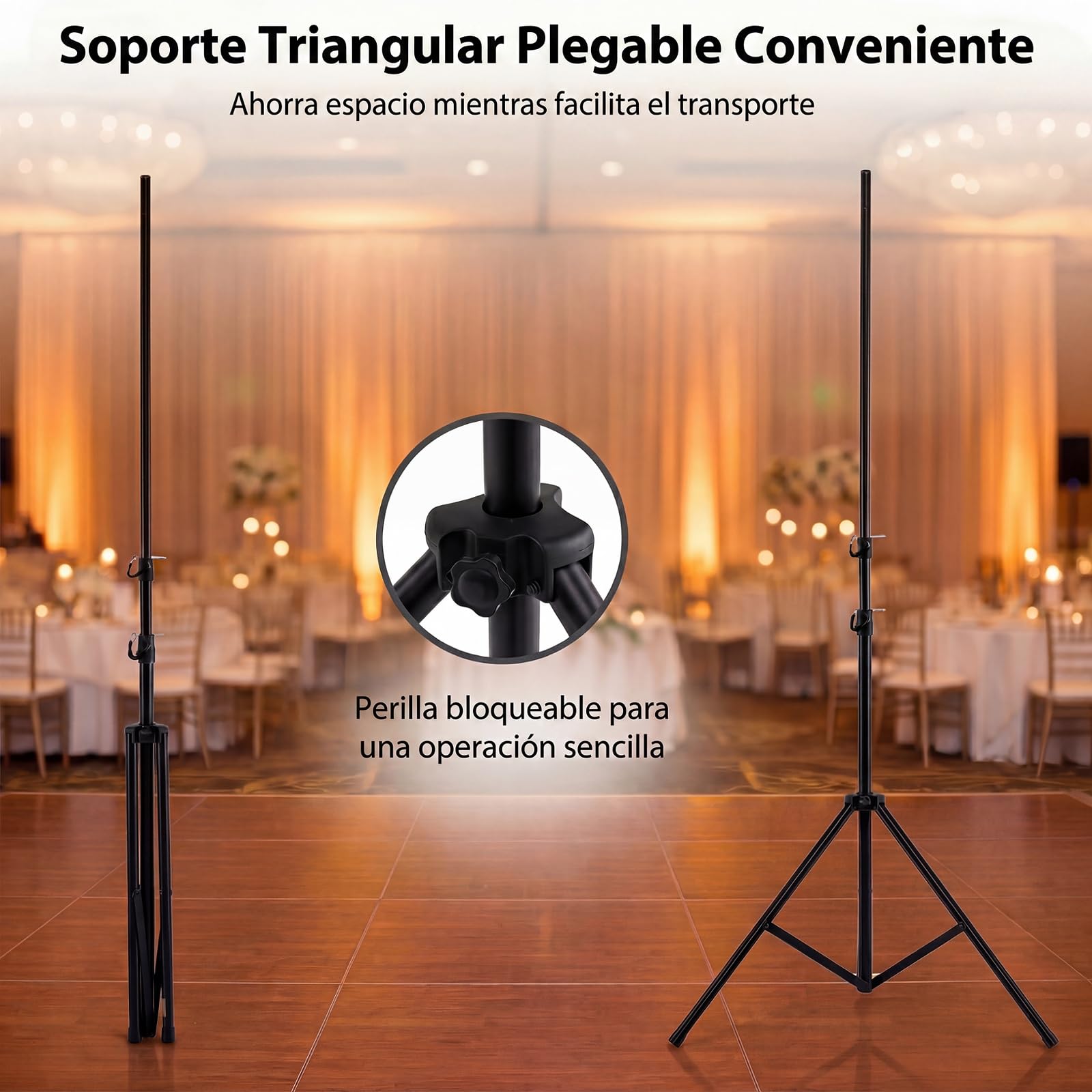 GYMAX Soporte de Focos de Metal Portátil, Soporte de Luz con Altura Ajustable 140-265 cm, 2 Trípodes Plegables y 12 Puntos de Montaje, Sistema de Iluminación Profesional para DJ Bandas Espectáculos