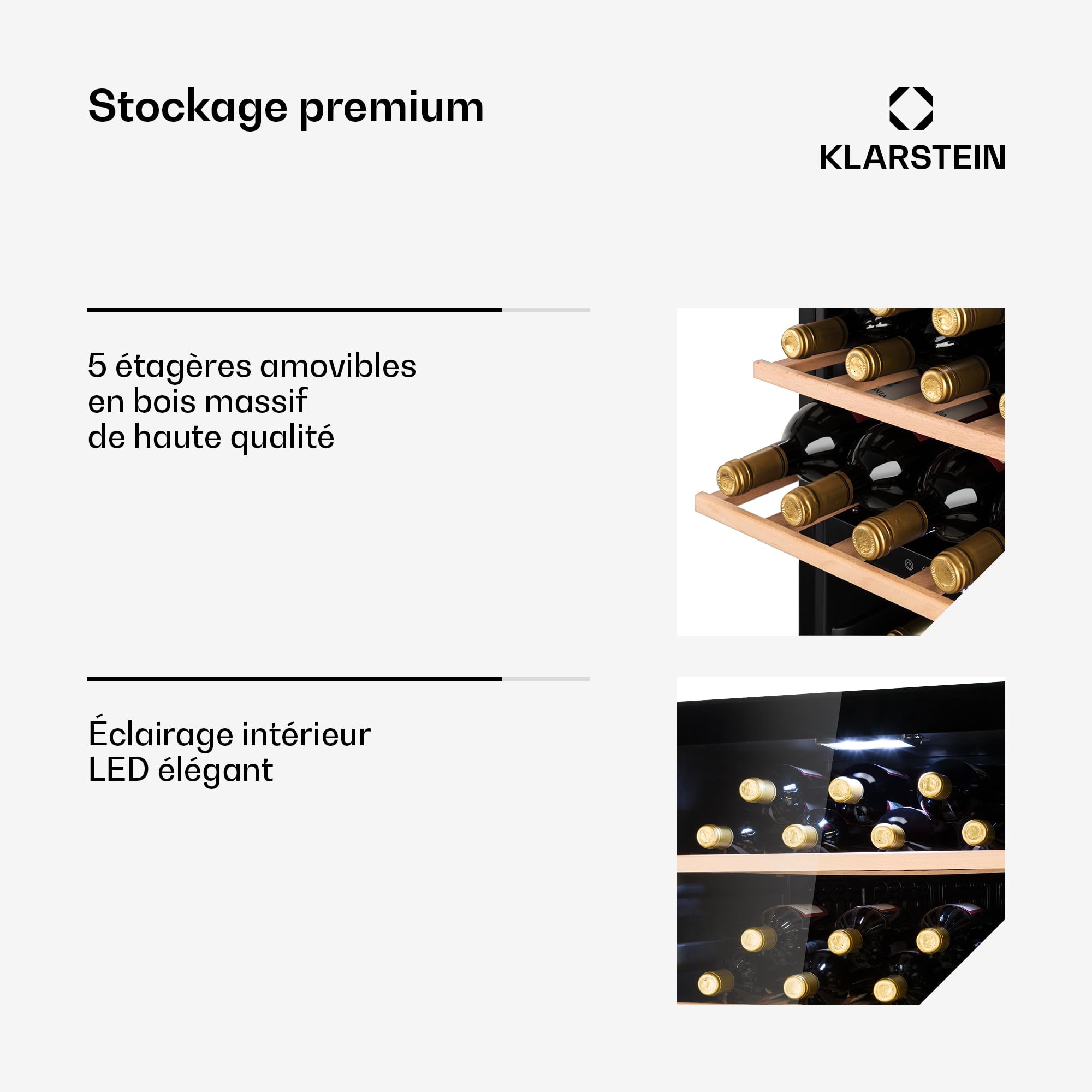 Klarstein Cave a Vin, Réfrigérateur à Vin avec Porte en Verre, Cave à Vin de Vieillissement, Prosecco, Bière, Ecran Tactile, Réfrigérateur Bar, Frigo, Protection UV, 5-18°C, 102 Bouteilles
