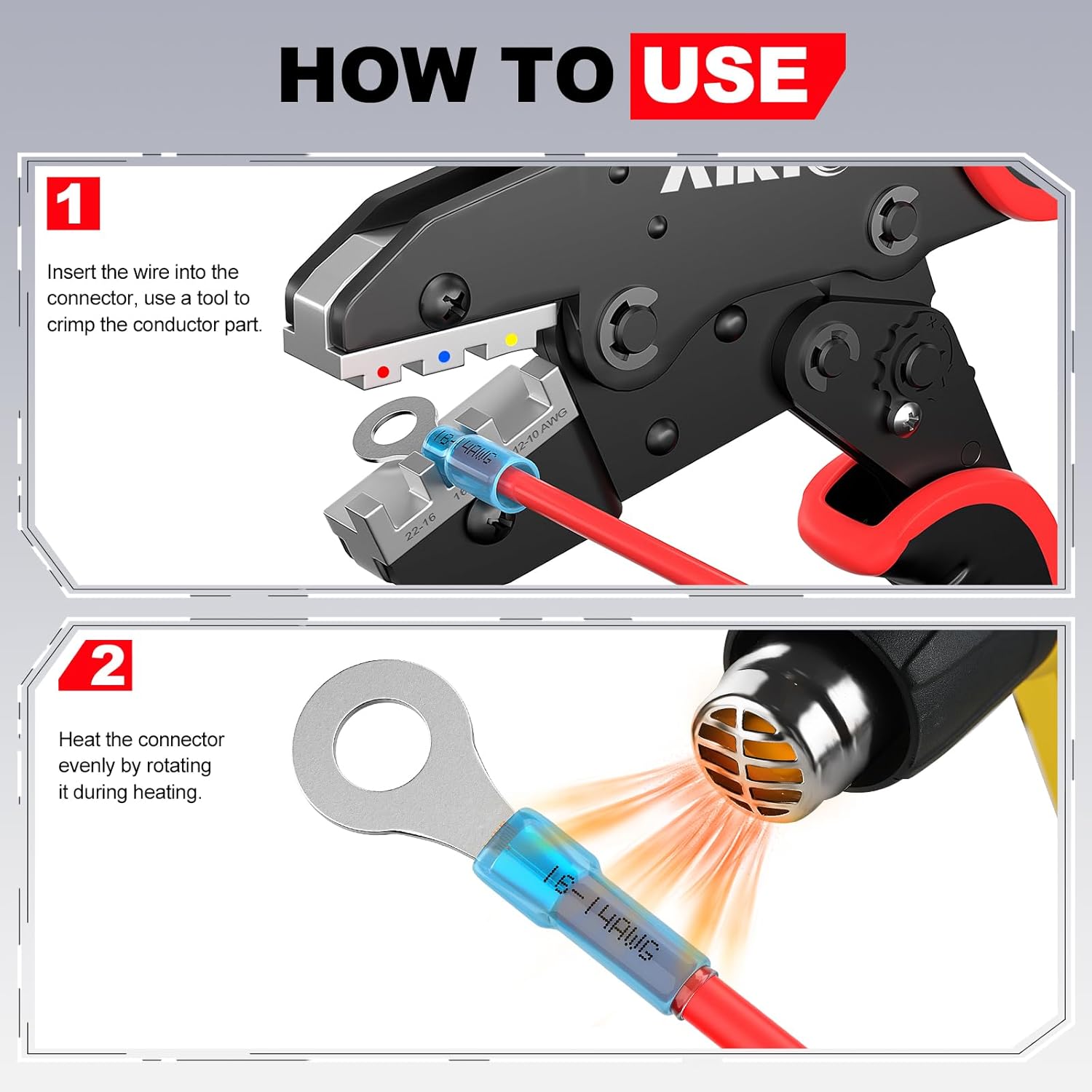 AIRIC 660 PCS Heat Shrink Wire Connectors Kit, 22-10 AWG Waterproof Crimp Terminals, Marine Electrical Connector, Insulated Cable Ends, Wiring Terminal End for 22-10 Gauge, Ring Fork Spade Butt Splice
