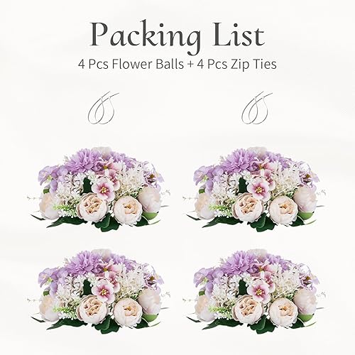 Miniatura 55 de Centros de mesa de bolas de flores para mesas: 10 piezas de flores blancas para centros de mesa, arreglos florales, centro de mesa para boda