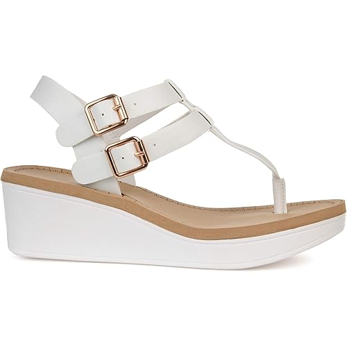 Brinley Co. Womens T-Strap Wedge Sandal