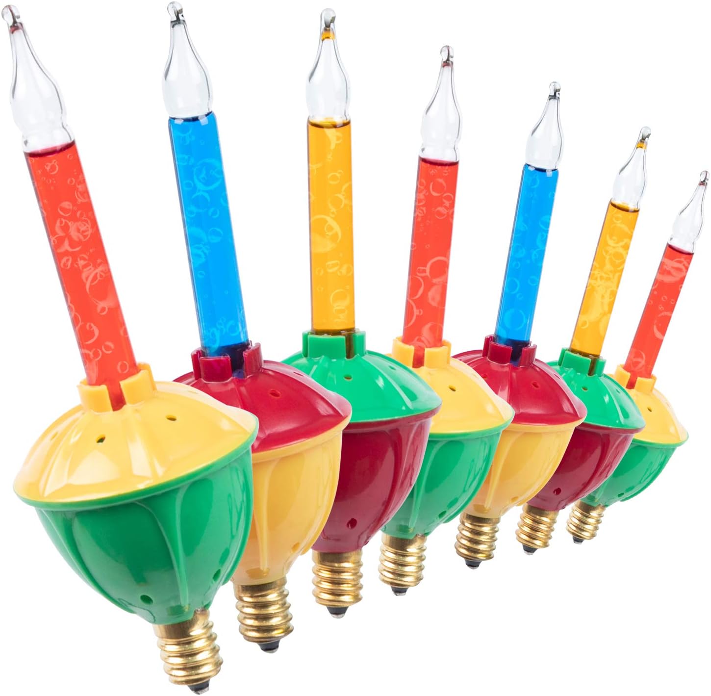 7 Pack Bubble Lights Replacement Bulbs, Red, Orange, Blue