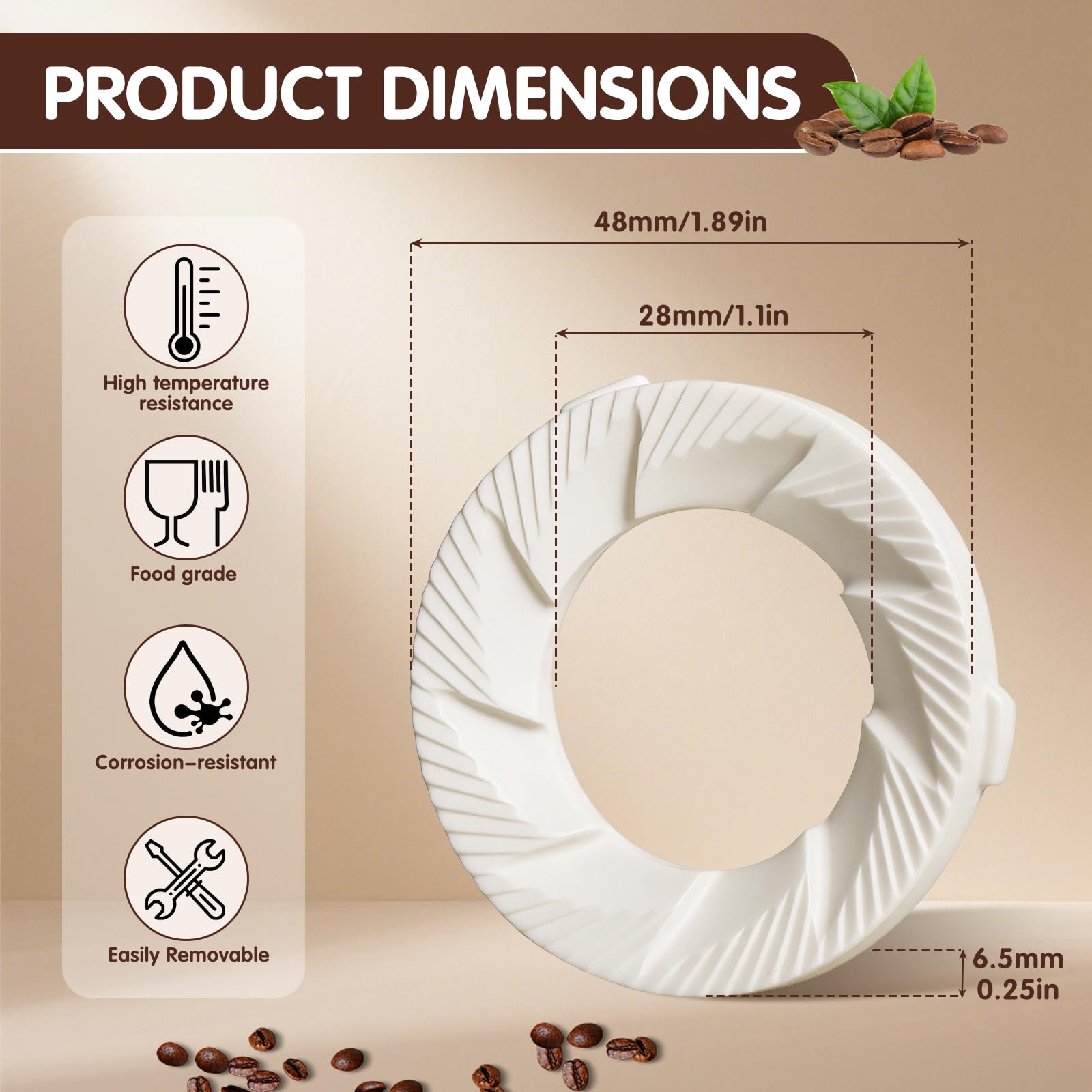 Macinino per macchina da caffè in ceramica,Disco in ceramica compatibile con macinino Philips Saeco,Anello di macinazione per macchine da caffè completamente automatico serie EP