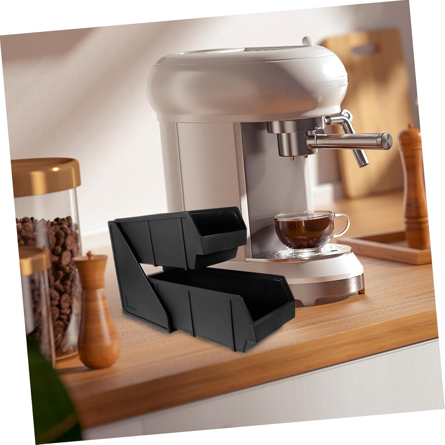 Alipis Plastic Coffee Station Organizer with Two Design for Countertop Storage of Coffee Syrup Sugar Packets Cups and Straws Easy Clean Accessory Holder