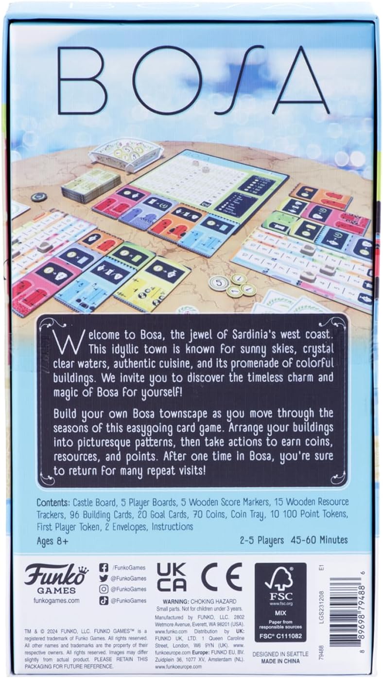 Funko Games Bosa | A Strategy Game | Build Your Own Bosa Townscape | Earn Coins, Resources and Points | 2-5 Players | Ages 8+