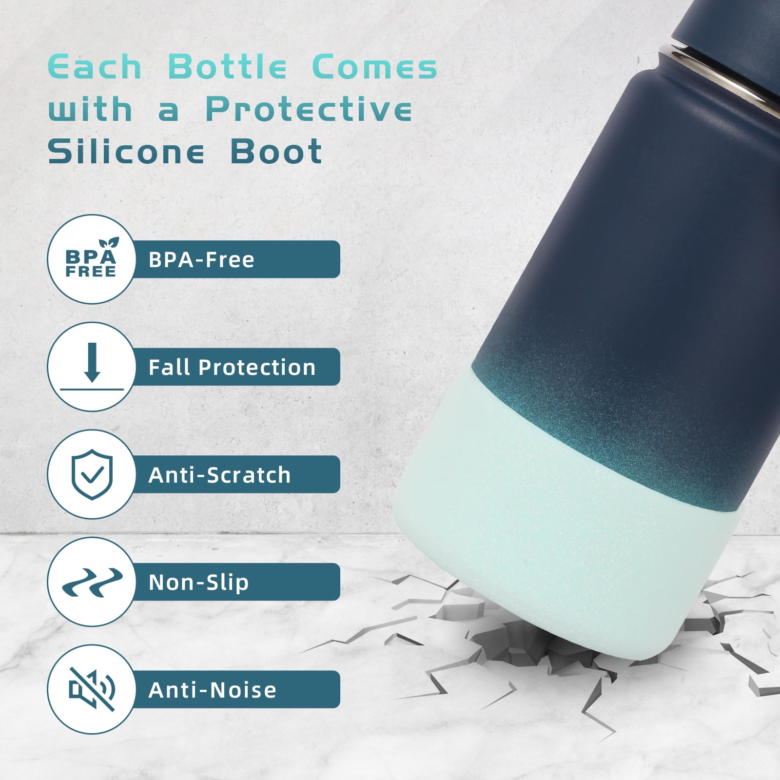 Volhoply Confezione da 6 Borracce per Bambini da 414 ml con Cannuccia e Coperchio in Silicone, Borracce Termiche in Acciaio Inox a Doppia Parete per Ragazzi e Ragazze, Confezione Multipla, Bottiglie