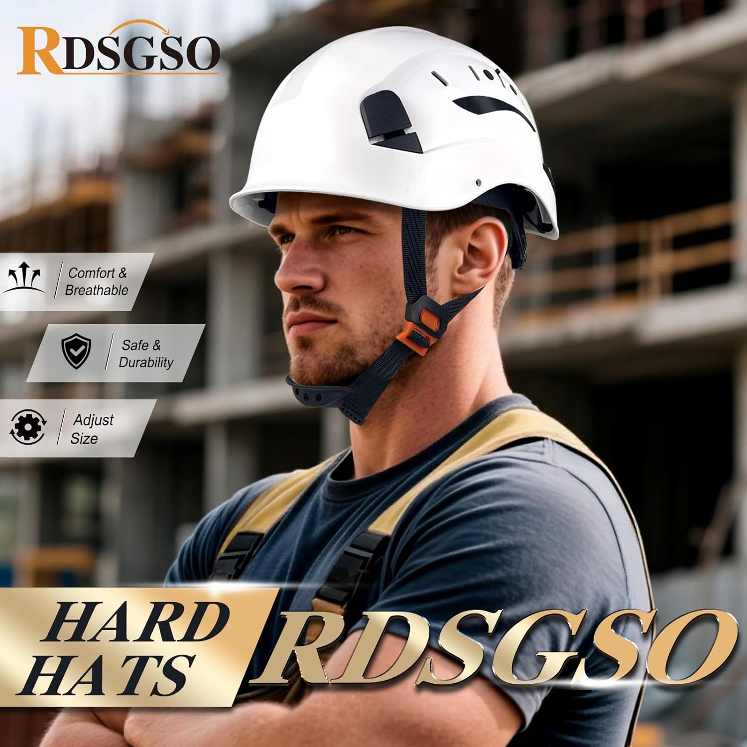 ANSI-Certified Industrial Safety Helmet RGS-6C with Adjustable Vents, 6-Point Suspension Hard Hats for Construction, Rescue, Outdoor Work - Image 2