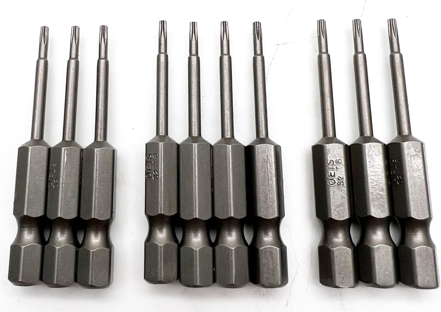 XMHF 10 Piece 50mm Long 1/4 Inch Hex Shank T9 Torx Head Magnetic Screw Driver Bit Set Security Tamper Proof Star 6 Point Screwdriver Kit Tools