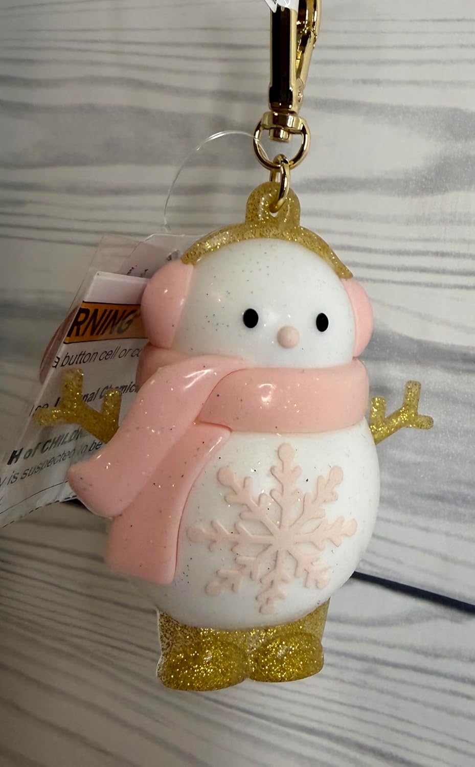 Bath & Body Works Snow Girl with Pink Scarf and Ear Muffs Light-up Glitter Pocketbac Hand Sanitzer Holder