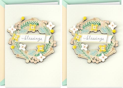 Hallmark Tarjeta de cumpleaños religiosa o tarjeta del día de la madre (adorno de corona extraíble) (paquete de 2)