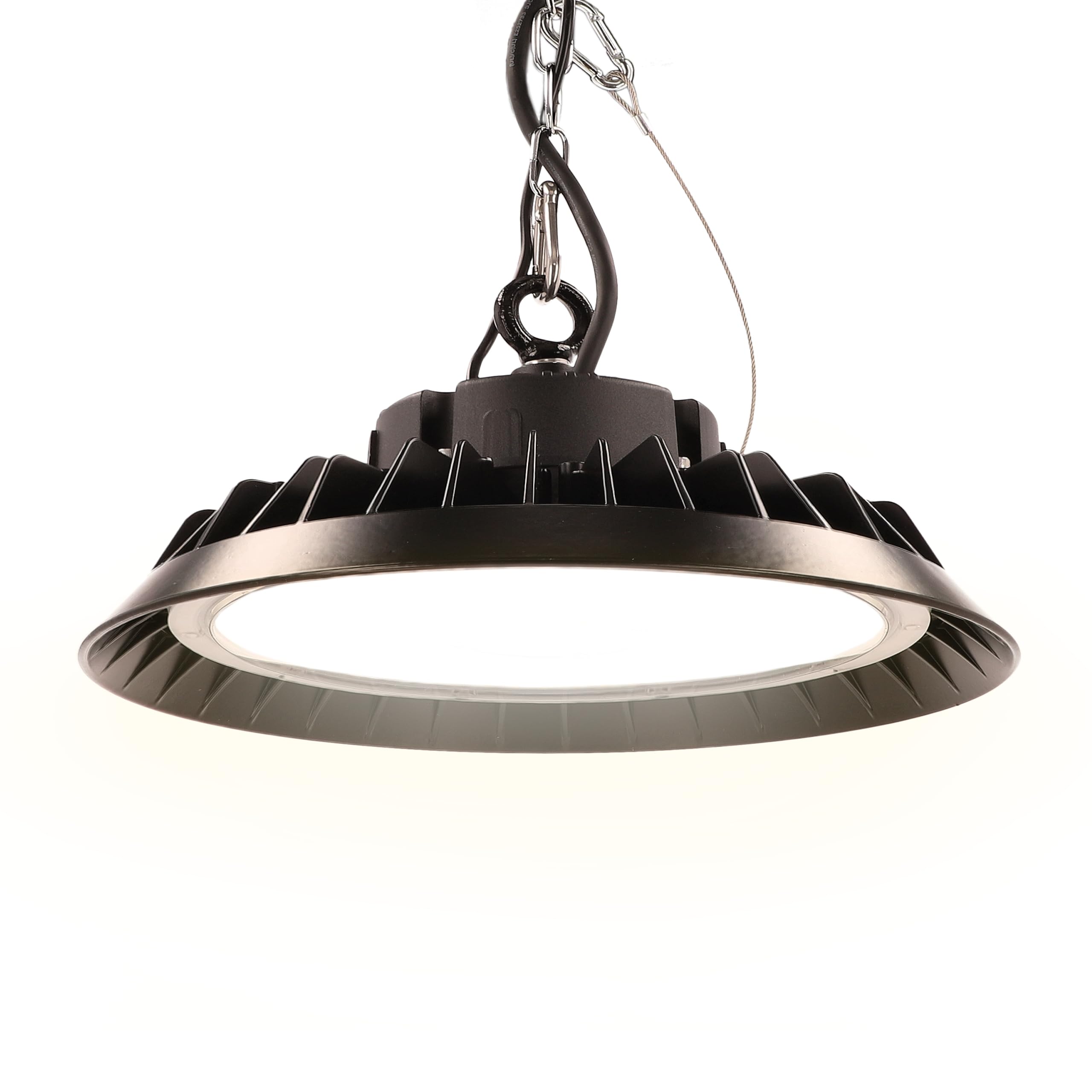 LED High Bay Hallenstrahler 200W mit PREMIUM-Marken-Treiber dimmbar (1-10V) warmweiß 3000K 28.000lm 140lm/W 120° IP65 Industrielampe Werkstattbeleuchtung Ø324xH136mm 5 Jahre Garantie