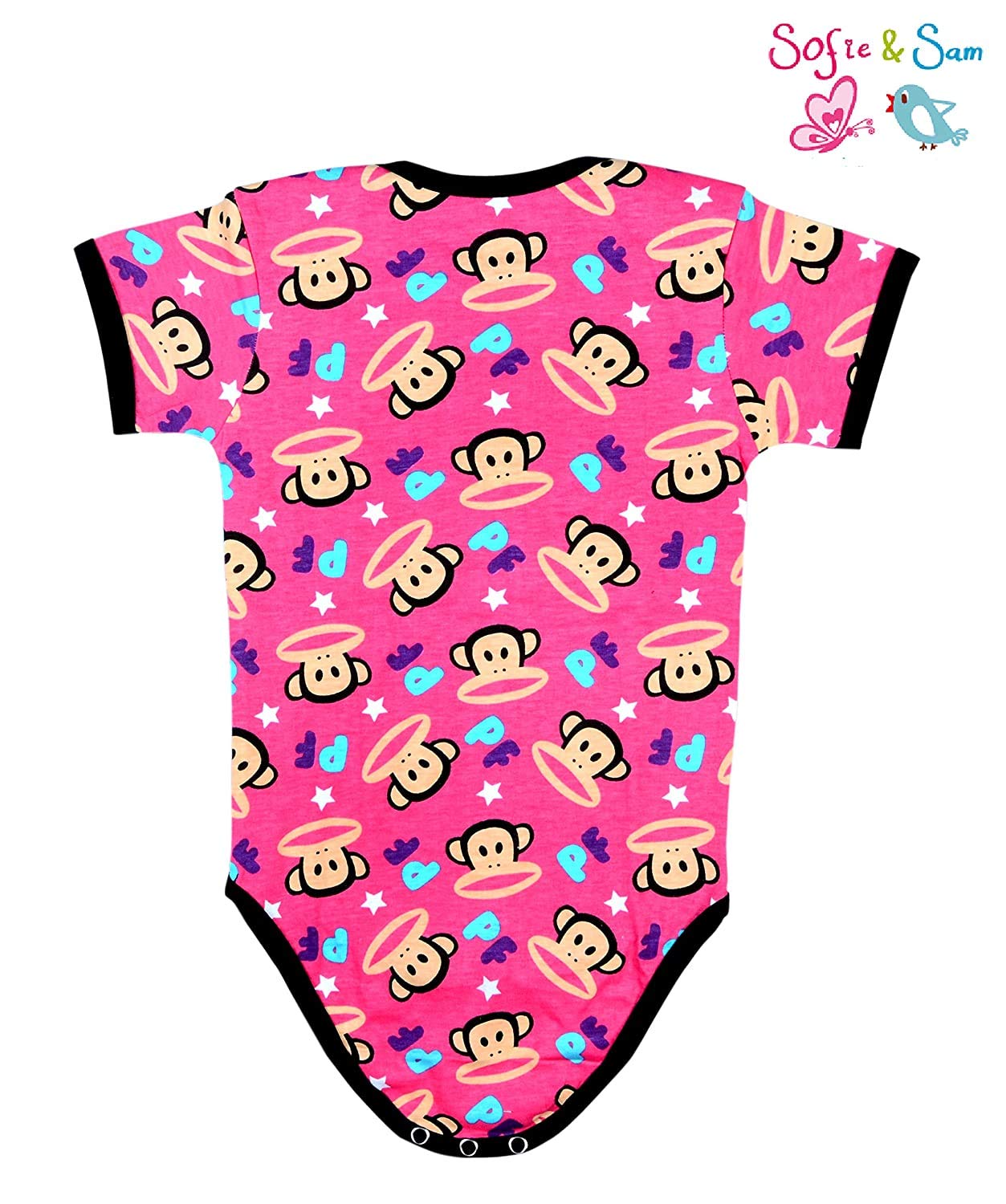 Sofie & Sam Premium Cotton 1 Pc Baby Romper Half Sleeves (12-18) Months - Monkey/Red 1
