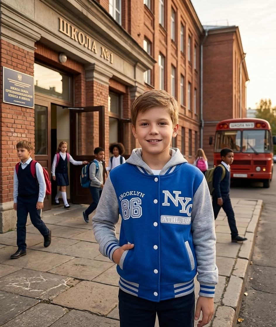 A2Z 4 Kids Enfants Filles Garcons Unisexe Baseball NY ATHLATIC Encapuchonné Veste Varsity Sweat À Capuche Âge 5-13 Ans