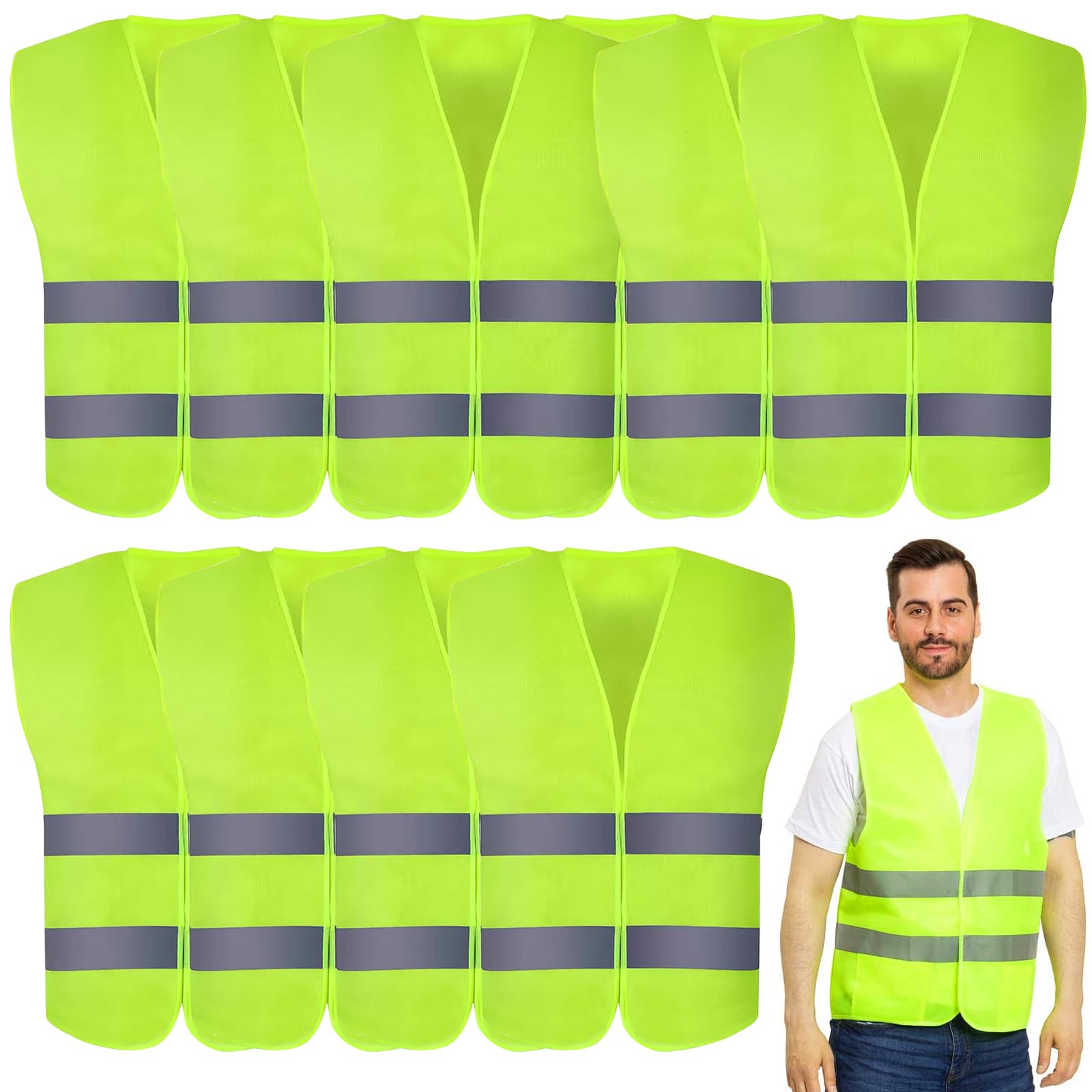 20 Gilet Alta Visibilità Gialli - Riflettenti Per Sicurezza - Foto 7