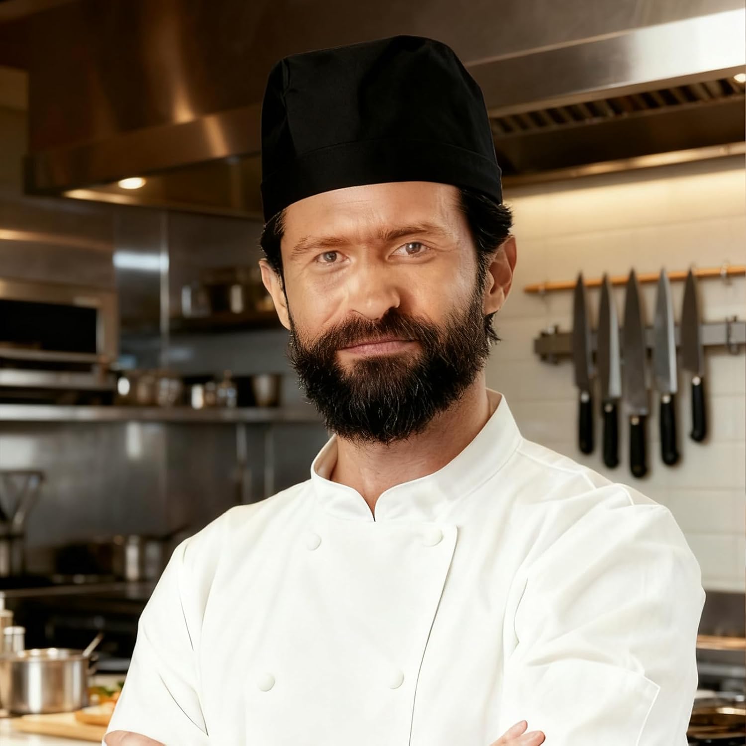 Chef Hat Tie Back for Men Women Adjustable Chef Cap Washable Breathable Kitchen Cooking Hats for Kitchen Service