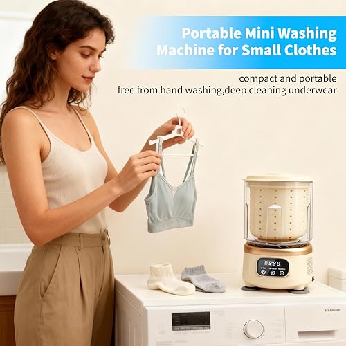 Miniatura 7 de Lavadora portátil de 2 litros con secado giratorio, mini lavadora de ropa interior 3 en 1, 2 modos de lavandería compacta para el hogar,