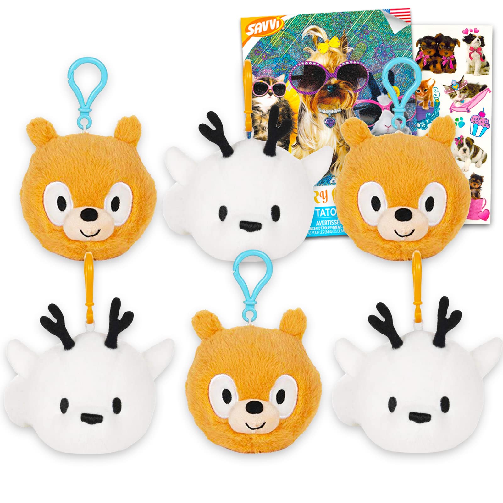 Hilda Backpack Clips Stuffed Animals - 6 Pc Bundle with 3 Hilda Twig, 3 Hilda Woff Backpack Clip Plushies with Tattoos | Hilda Keychain Party Favors