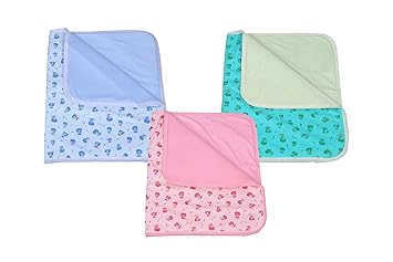 Mom's Darling 3 Layer Bed Protector Waterproof for Baby with Towel | Plastic Bed Sheet for Urine | Diaper Changing Mat | L= 76cm / W= 51cm | Pack of 3 - image, photos
