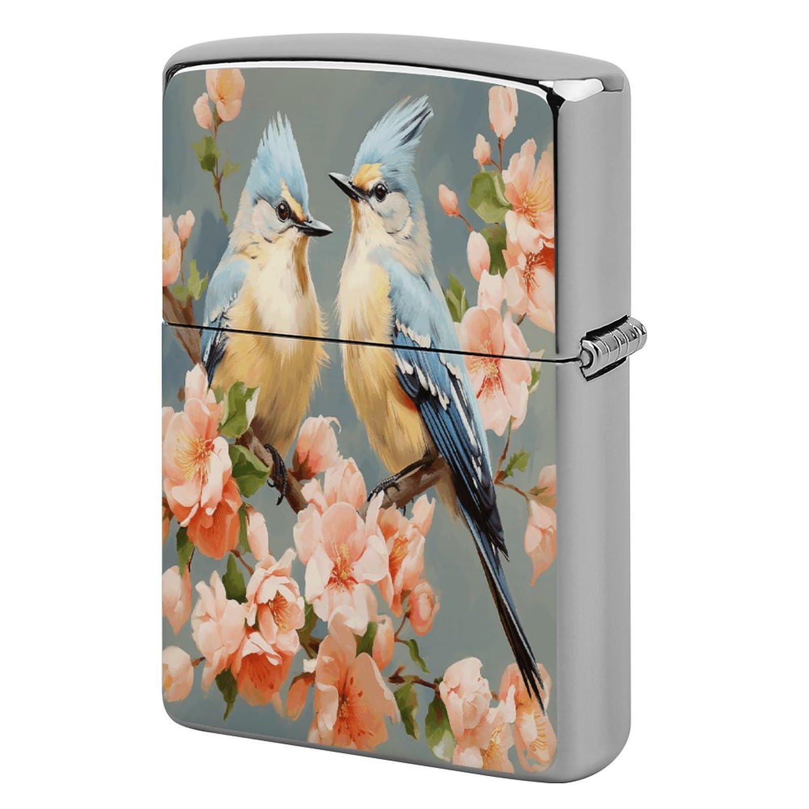 Fodpand Style Flower And Bird Painting Metal Lighter Case Cover Lighter Sleeve