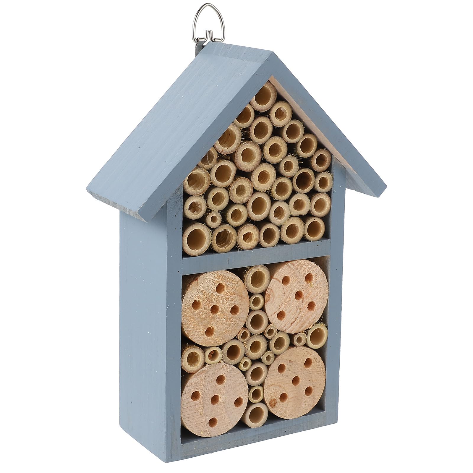 Angoily Holz Bienenhaus mit Bemaltem Garten Nest Dekoratives Insektenhotel mit Sicherem Dach Wetterfestes Holzhaus für Terrasse und Garten