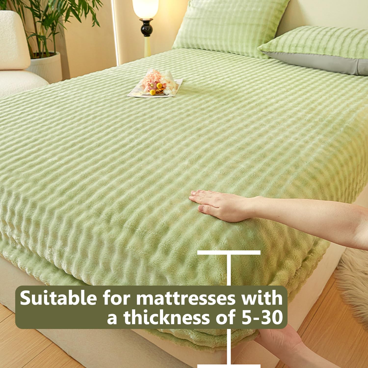 Protector De Colchón De Terciopelo para Queen King Size Suave Cómodo Hoja Montada con Bolsillo Profundo De 11" Cubierta De Colchón con Banda Elástica De 360°,Gris,150 * 200cmQUEEN