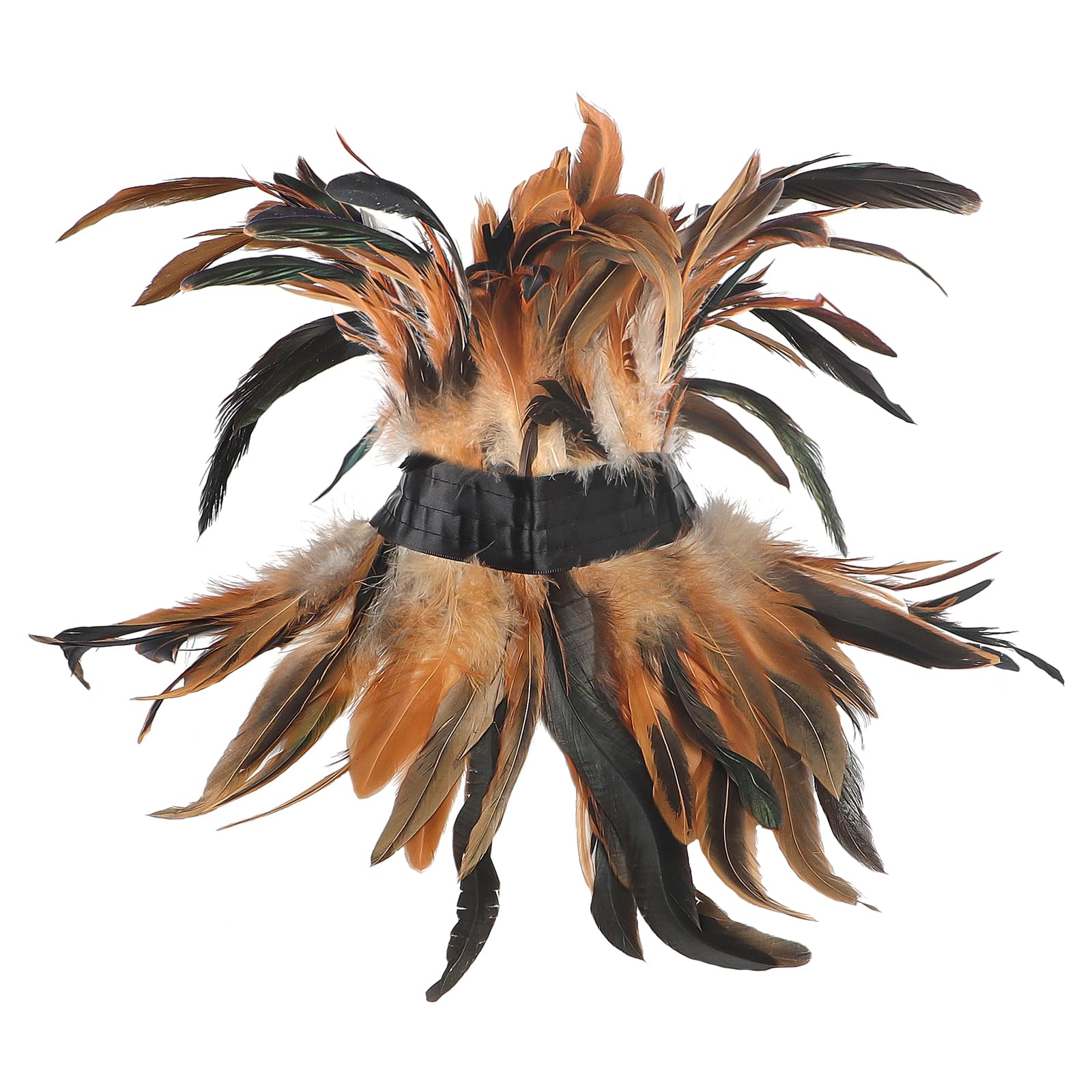 FakeFace Gothic Feather Feather Choker Neck Wrap Collar Victorian Feathers Shawl Cape Demon Raven Carnival Halloween Cosplay Prom Show Costume (Brown, one size)