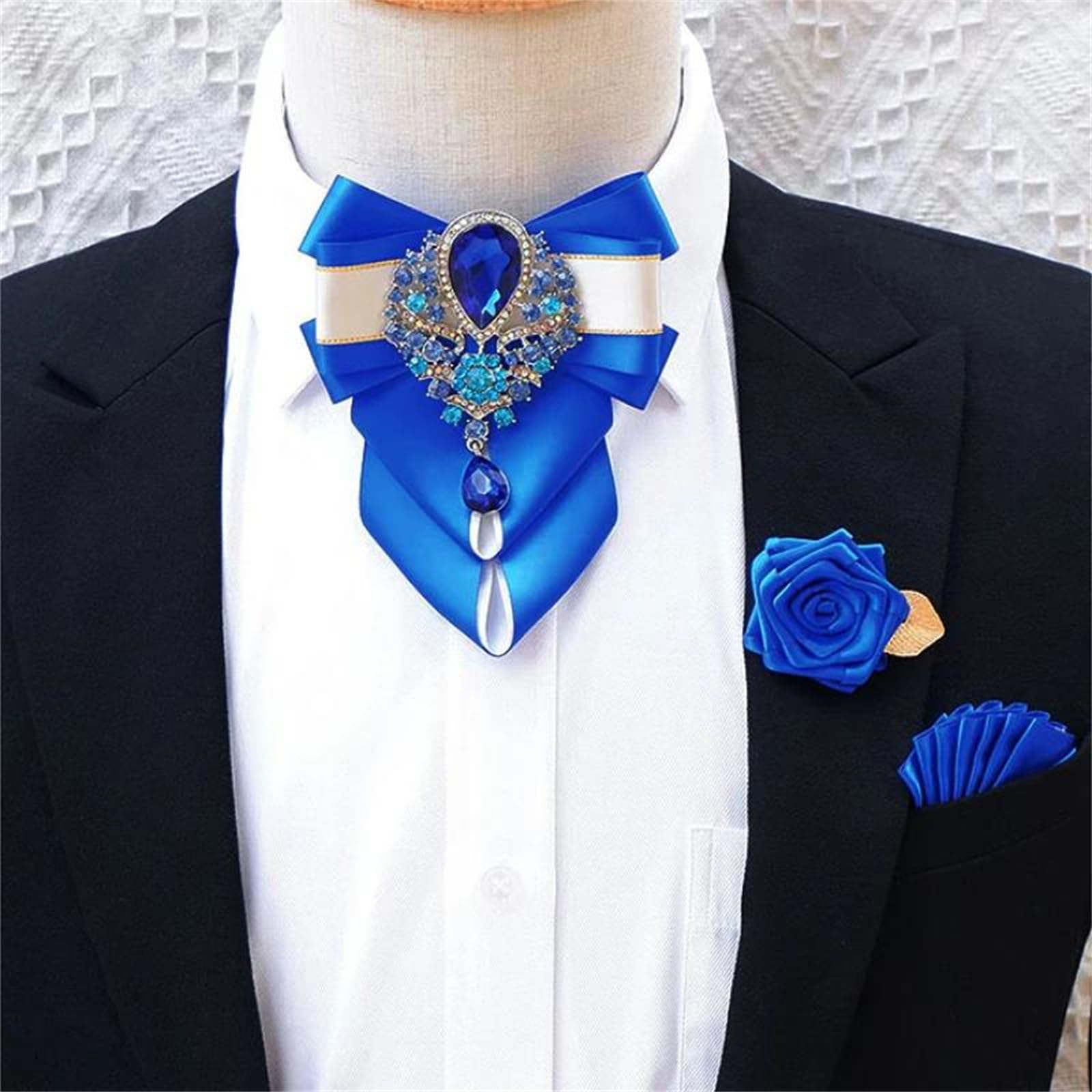 CMBSSTFC Damen Herren Britische Luxus Fliege Brosche Set Strass Kragen Blumen Pin für Hochzeit Corsage