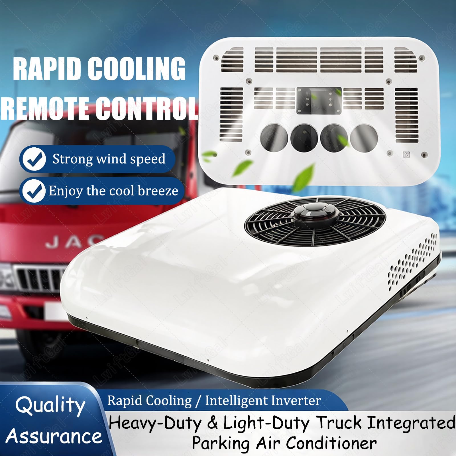 Condizionatore d'Aria da Tetto per Camper da 850W con Funzione di Raffreddamento/Raffreddamento+Riscaldamento,12V/24V. per Camper,Furgoni,Escavatori,Roulotte,Autobus 24V-Cooling