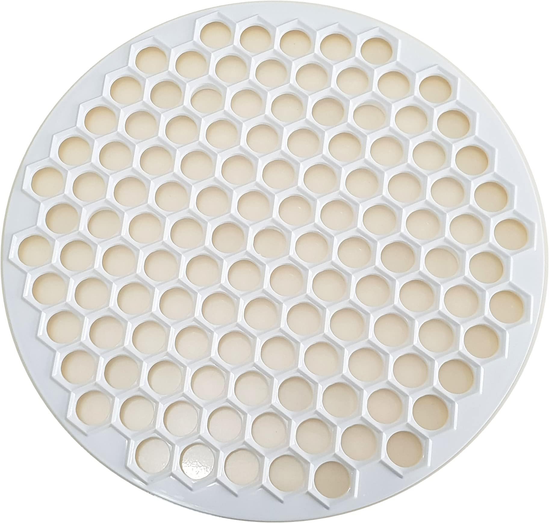 Pratic Medium Circle Ravioli Mold for Small Ravioli (121 small dough rounds) - 12.5"/32cm Dough Cutting Apparatus 121 Holes - Ravioli Cutter for Turkish Ravioli or Manti - White