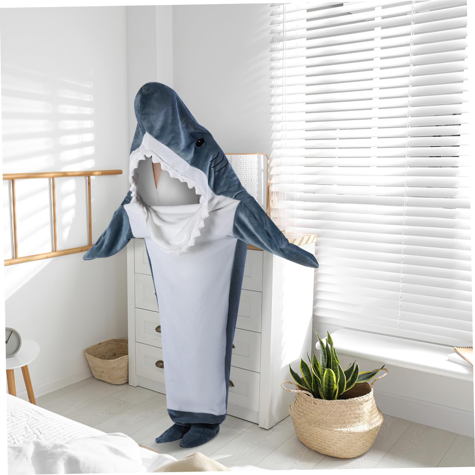 Shark Blanket Hoodie for Adults Cozy Shark with Hood Soft Flannel Wearable Blanket for Warmth Comfort Unique Shark Design for Fun