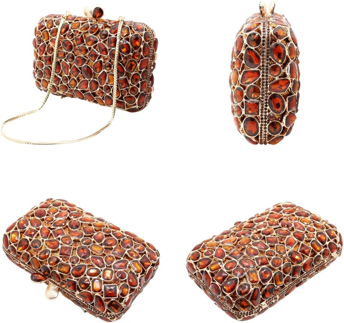 RomanticDesign Glitter Rhinestone Evening Clutch for Women Bling Glass Crystal Bridal Purse Cocktail Prom Party Handbag