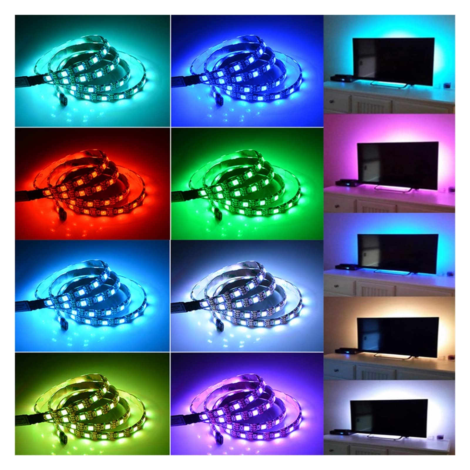 Taśma Led 20M Rgb z pilotem 5050 Usb Tv Podświetlenie Taśma Led 5V 15M Taśma Led do dekoracji ścian Sypialnia Gaming (Kolor: Zestaw kluczy Bluetooth 24 szt., rozmiar: 10 m)