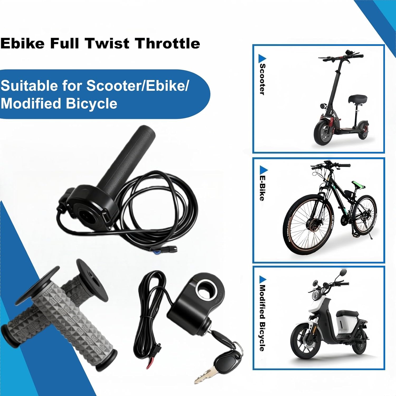 Surron Throttle for Ridstar Q20, Full Twist Throttle with Rolling Bearing, Plug and Play Ebike Throttle Compatible with Ridstar Q20/Q20Pro/H20 Electric Dirt Bike (Ignition Switch)